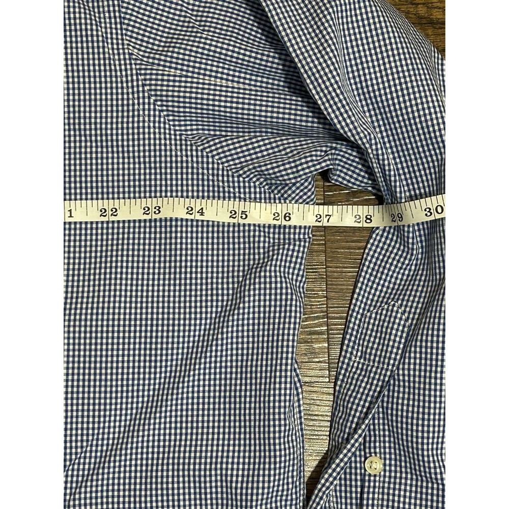 Robert Talbott Dress Shirt Men 17 Blue Checkered Single Chest Pocket Button Down - Picture 8 of 10